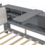 Lit plateforme en bois avec tête de lit avec rangement, tablettes et 2 tiroirs-771405351-771405350