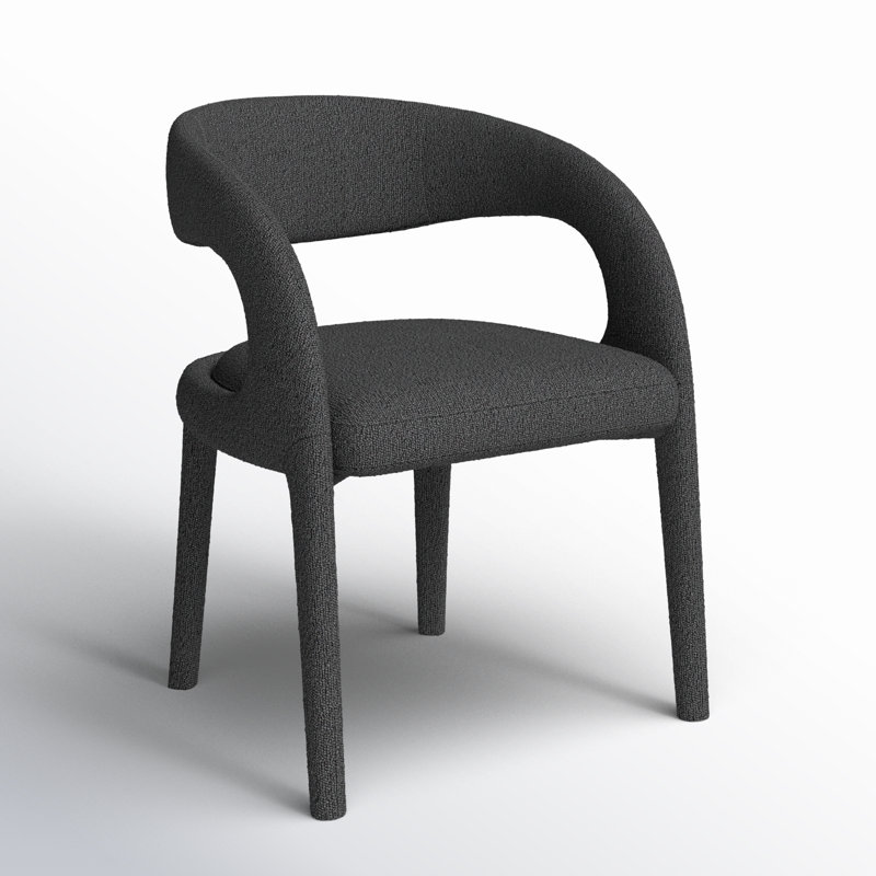 Hawkins Standard Upholstered Arm Chair, Fiqa Charcoal Boucle