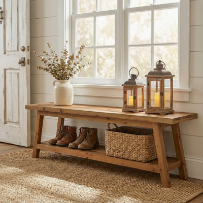 Solid Wood Storage Bench