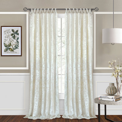 Hemphill Elegant Synthetic Light Filtering Solid Criss-Cross Semi-Sheer Tab Top Curtain Panels