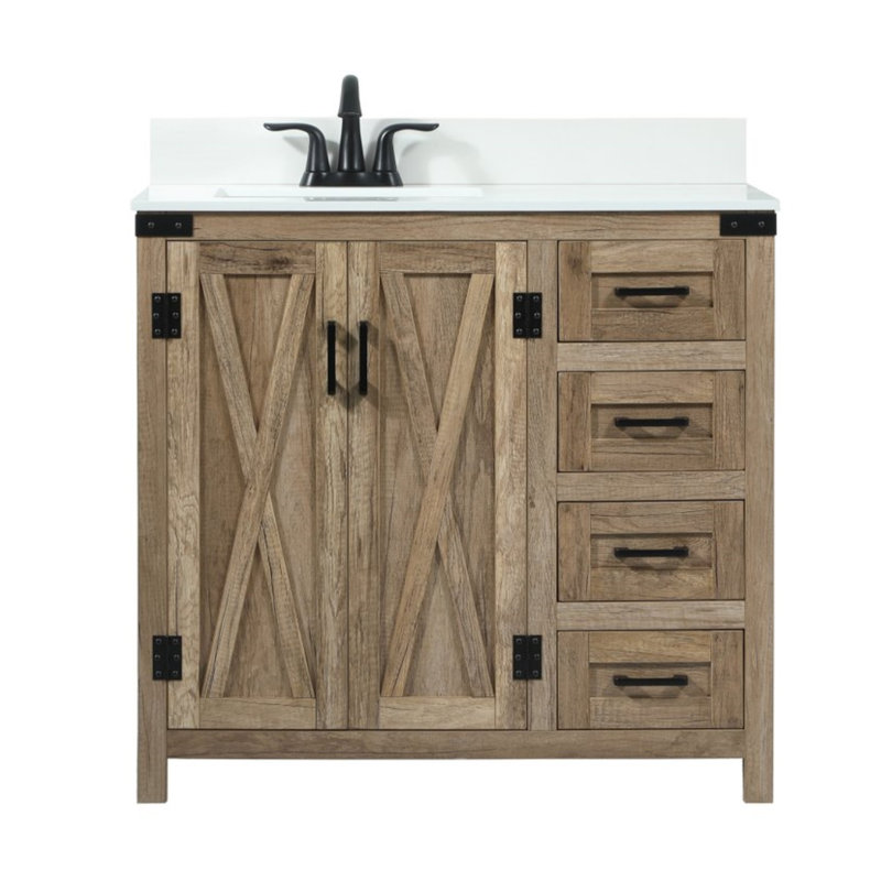 Ensemble de meuble-lavabo simple 36 po Slayton, Chêne naturel