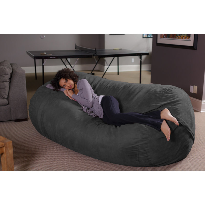 Bean Bag Sofa Lounger - Plush 7 Ft Bean Bag Sofas with Super Soft Microsuede Cover - XXL Memory Foam Stuffed Lounger Chairs for Kids, Adults, Couples - Jumbo Bean Bag Chair Furniture In Multiple Colors