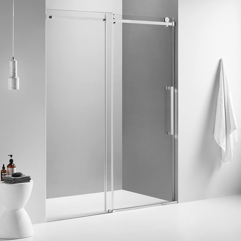 Cabine de douche rectangulaire réversible sans cadre avec panneau fixe l 60 "x P 48" x H 74 ", Chrome