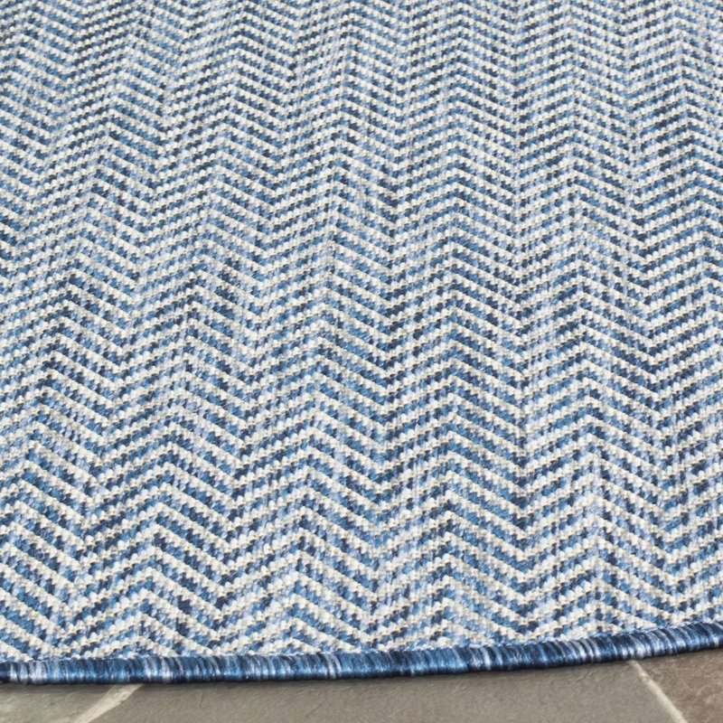 Aevry Navy/Gray Area Indoor/Outdoor Area Rug, Square 9'