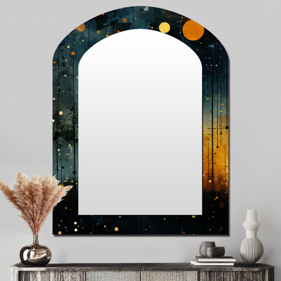 Jaune jaune astral Murmurs paysage - paysages décoratifs miroir asymétrique, miroir mural arche moderne, impression d'art en métal