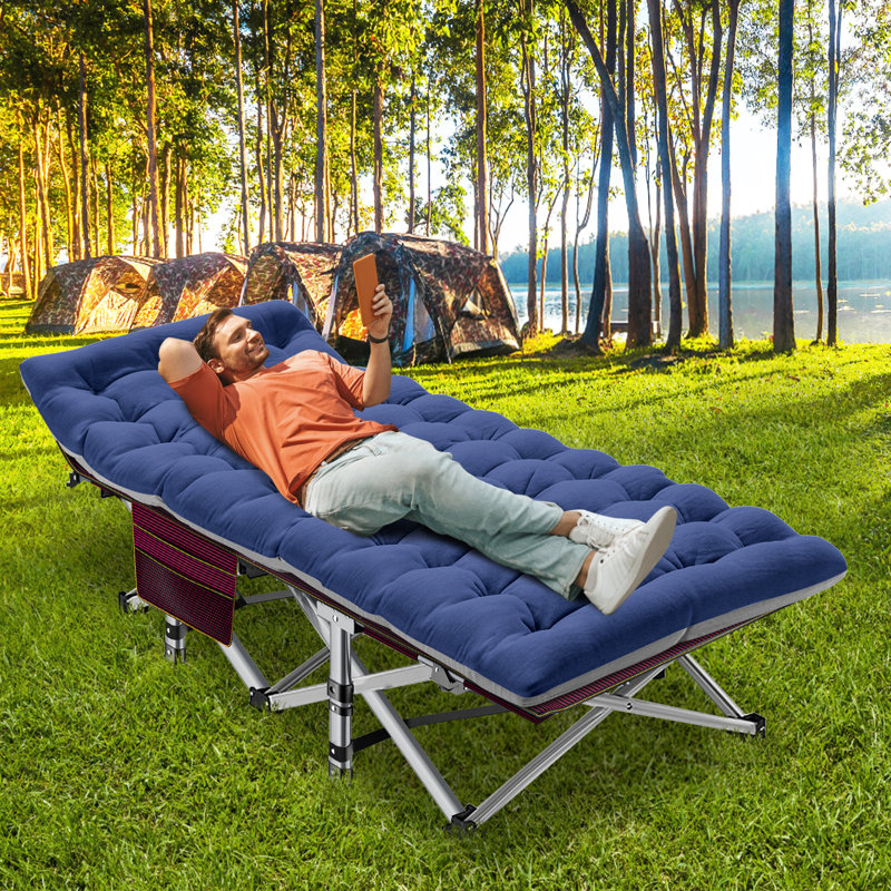 Lits de camping, lit pliant de 75 po avec matelas et sac de transport, lits de bébé robustes à double couche Oxford