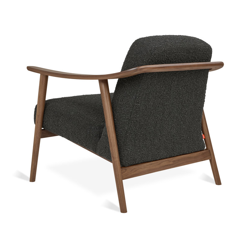 Baltic 76.2Cm Top Grain Leather Wide Armchair, Black, Brown Wood