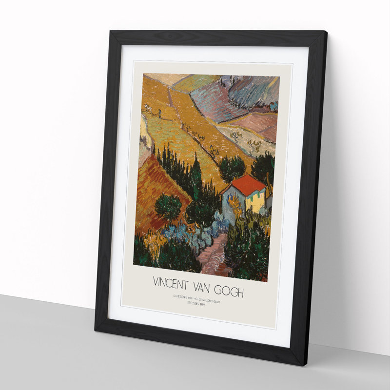 Landscape with Border by Vincent Van Gogh - Framed Print, 36cm H x 27cm W x 2cm D, Black Framed