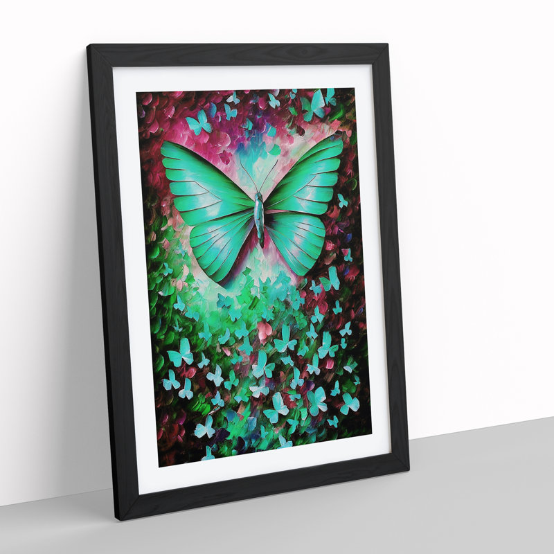Solo Butterfly - Single Picture Frame Print, Black, 64cm H x 46cm W x 2cm D