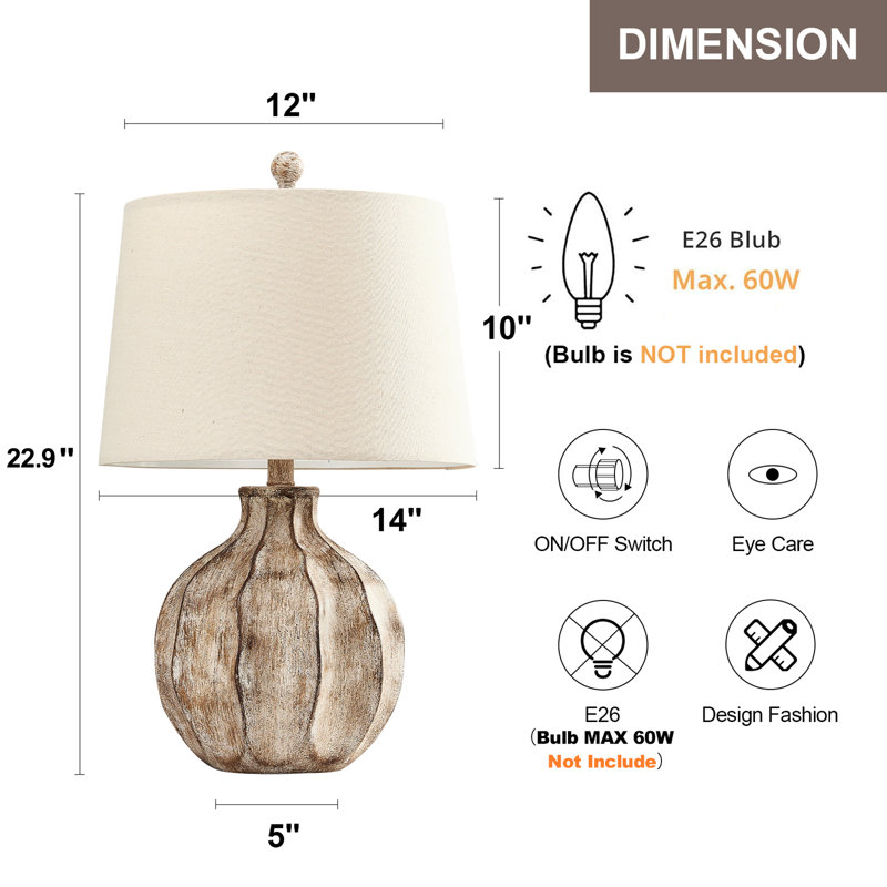 Farmhouse Rustic Resin Table Lamp