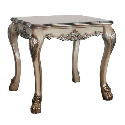 Table de bout carrée rétro blanc os