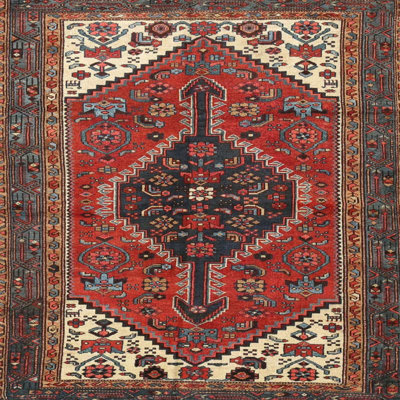 Tapis oriental beige / brun / rouge, Carré 6 pi