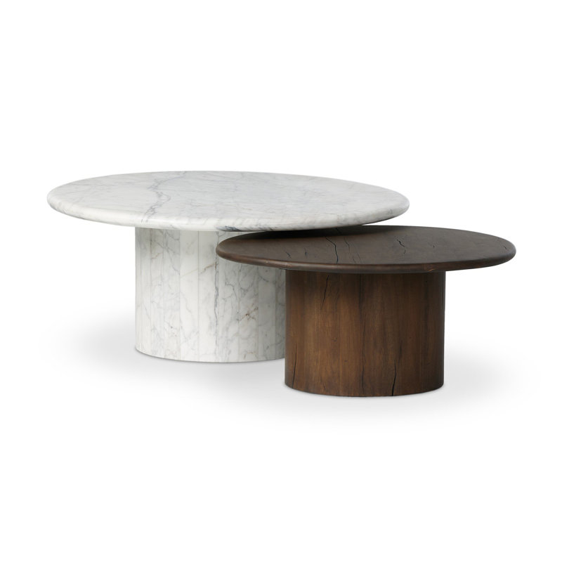 Tables basses Brennan, Blanchi vieilli en Belgique / marbre Calacatta bla