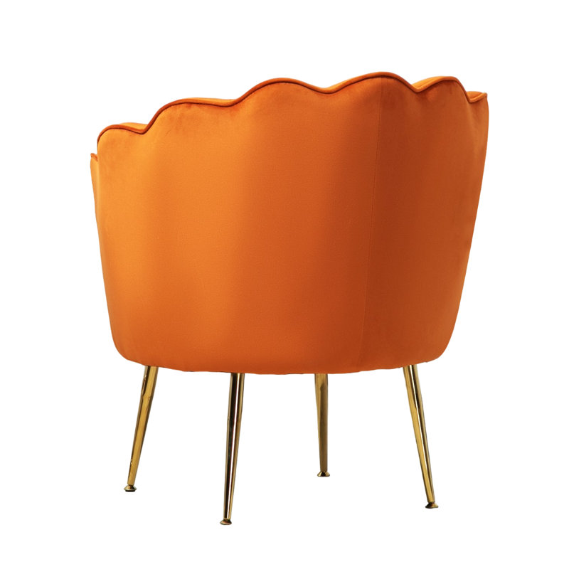 Elanora Velvet Barrel Chair, Orange Velvet