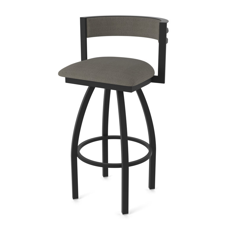 Tabouret Artémis, Noir froissé, Tissu - graphique calice, Tabouret de bar (siège d'une hauteur de 30 po)