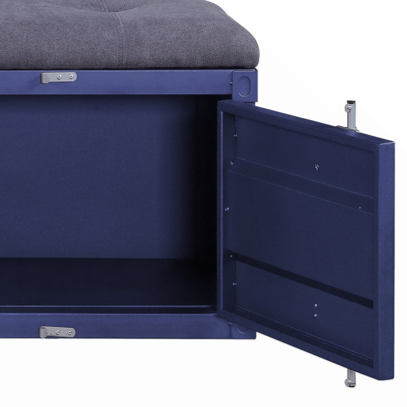 Banc de rangement rembourré Egon, Bleu, H 19 po x L 50 po x P 16 po