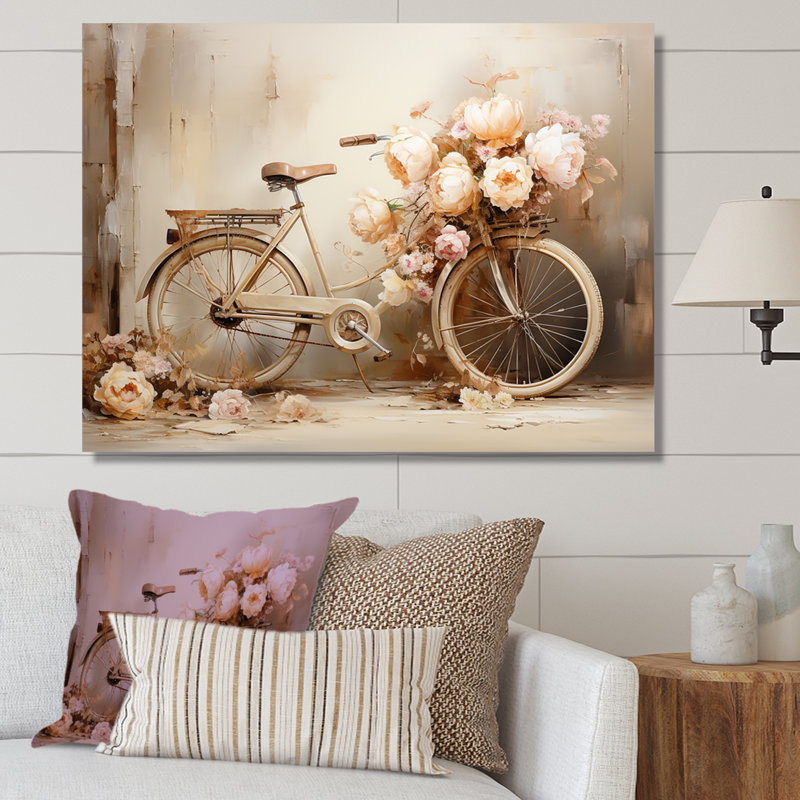 Vélo, pédale de perle - art mural encadré, H 12 po x l 20 po x P 1 po, Toile tendue