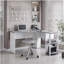 Bureau moderne en forme de L avec tablette latérale, gris