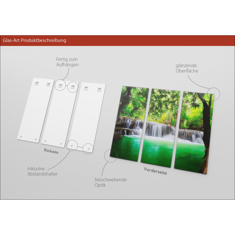 3 Piece No Frame Painting on Glass