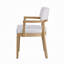 Semi Dining Armchair Set of 2, Curved Cutout Back, White Fabric, Brown