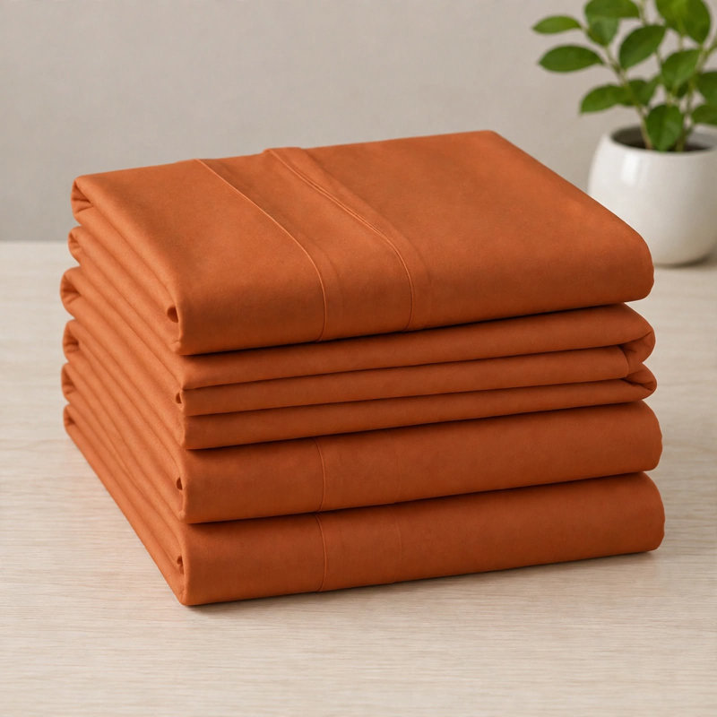 Ensemble de draps en microfibre 6 pièces, Complète, Orange d’automne