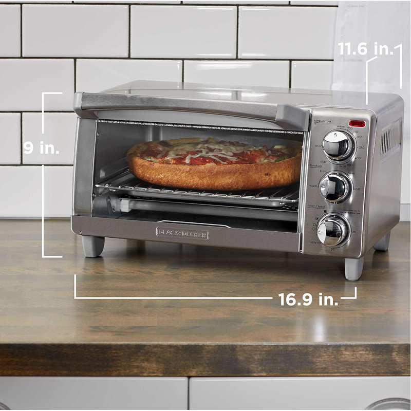 Black and Silver 4-Slice Digital Toaster Oven with Broiler