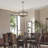 Eugen 5 - Light 23.6" Antique Black Metal Fabric Shade Wood Frame Chandelier