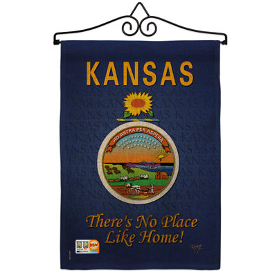 Kansas 2 côtés en toile jute 19 x 13 po drapeau de jardin