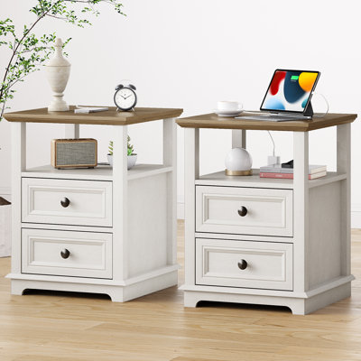 Chaky 2 - Drawer Nightstand with Storage and Built-In Outlets
