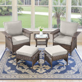 Chaises d'extérieur en osier toutes saisons avec repose-pieds et table d'appoint