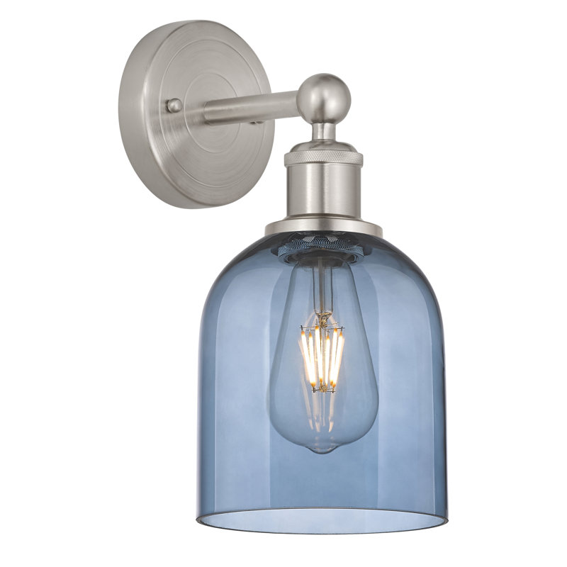 Applique murale 1 lumière 6 "Edison Allysson, Bleu princesse, Nickel satiné