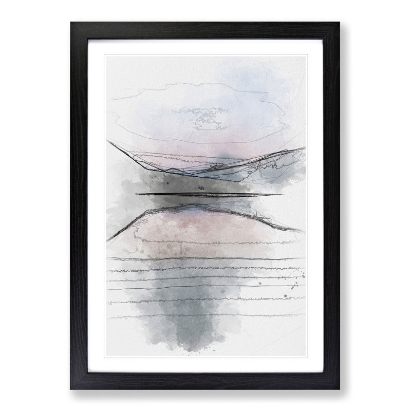 Italian Lake - Single Picture Frame Painting on MDF, 33cm H x 24cm W x 2cm D, Black Framed