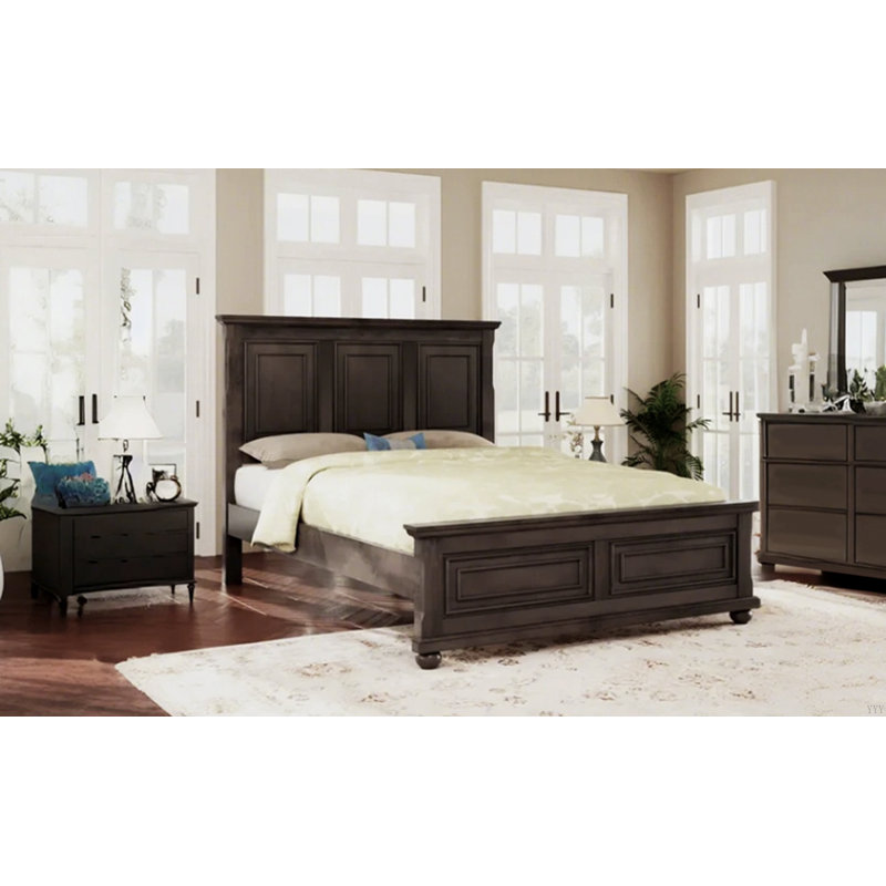 Lit traditionnel traditionnel style pin et pin, Brun, Grand lit