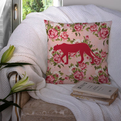  Coussin décoratif à motif floral roses roses 14 "Leopard Shabby Elegance