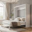 Lit escamotable double avec armoire pliante, blanc-44789667-44789677