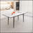 47 to 63 Inch Expandable MDF Dining Table with White Marble Pattern and Tapered Black Metal Legs, Modern Industrial Design