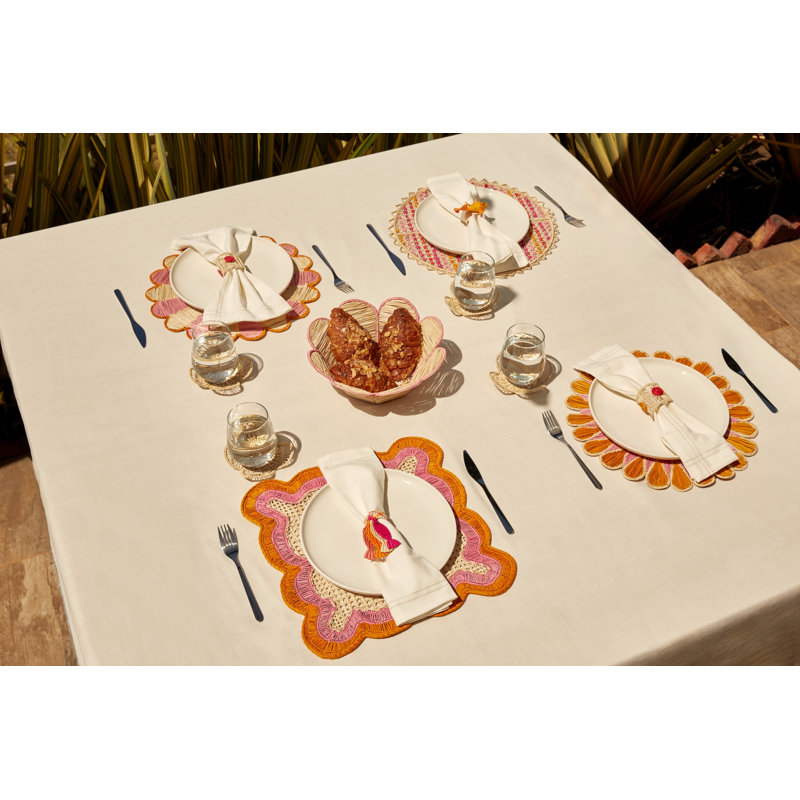 Drops Placemat - Set of 2, Mustard/Pink