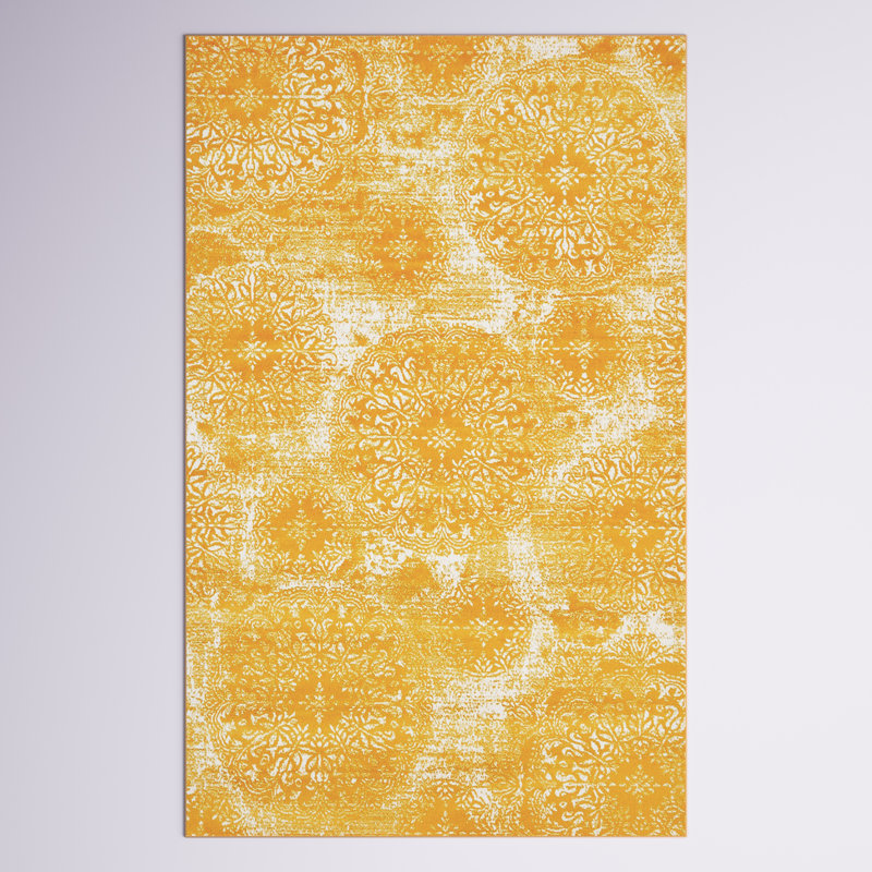 Brandt Floral Area Rug, Rectangle 2'2" x 3'1", Yellow 