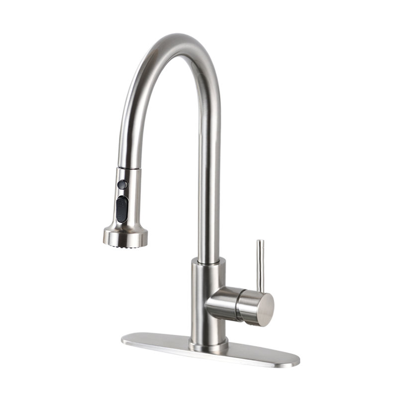 Robinet de cuisine rétractable à poignée simple, Argent