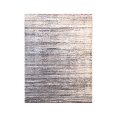 Hand-Knotted 12' x 15' Silk Area Rug in Beige
