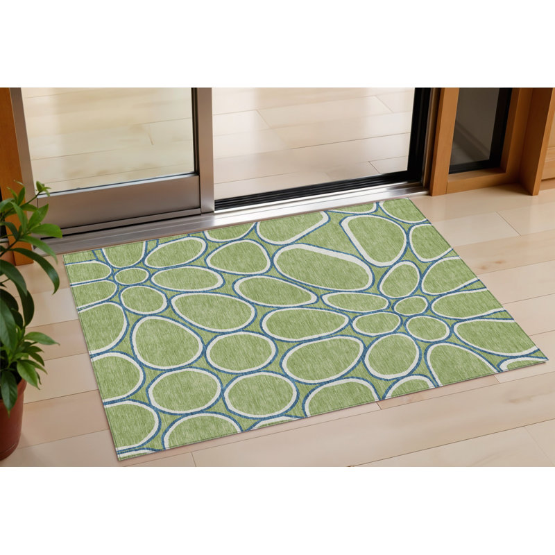 Tapis intérieur lavable abstrait vert artichaut 3 pi x 5 pi