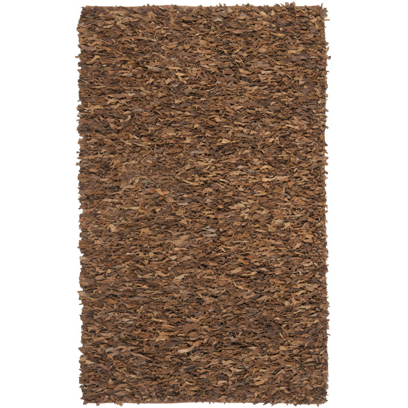 Leather Shag Hand Knotted Leather Rug, 4' x 6'