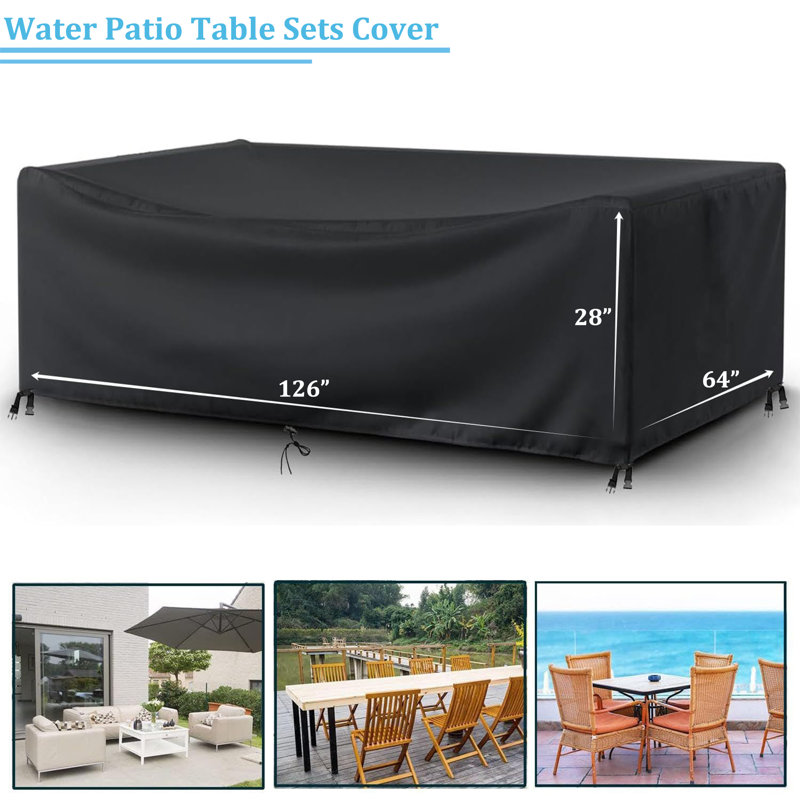 Housses pour meubles d'extérieur imperméables, H 28 po x l 126 po x P 64 po, Noir