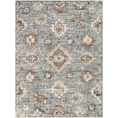 Tapis à motif floral bleu Annan
