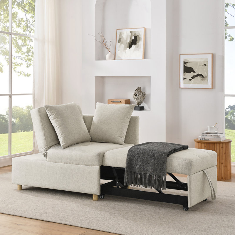 Canapé-lit convertible avec dossier ajustable et canapé-lit, Lin beige