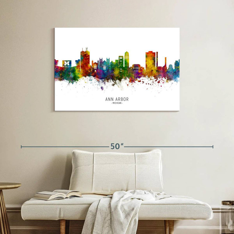 Nicci Ann Arbor Michigan Skyline I, 26" H x 39" W