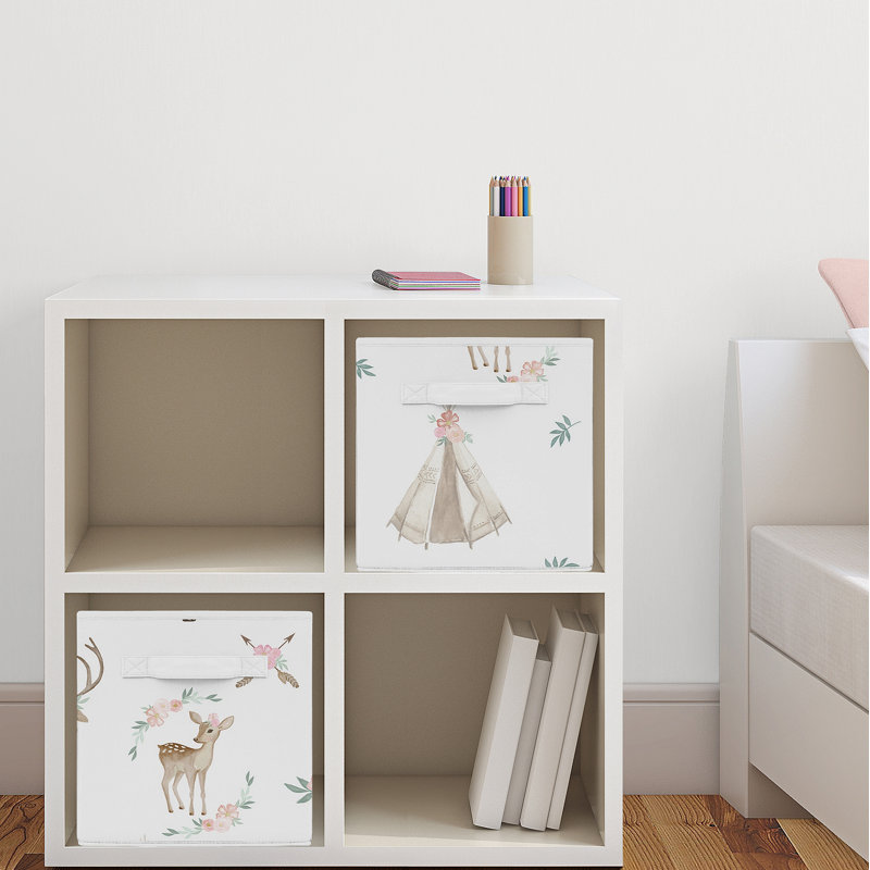 Deer Floral 2 Piece Fabric Storage Bins Set