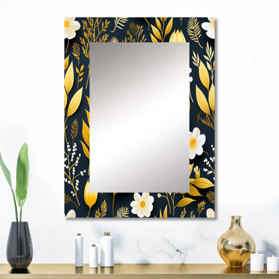 Retro Floral Revival Botanical Pattern - Botanical Mirror Wall Decor