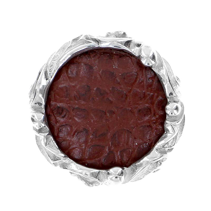 Liscio Mushroom Knob, Polished Nickel, Brown