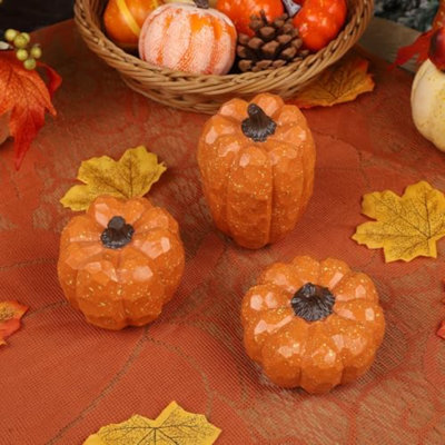 Ensemble de 3 citrouilles décoratives d'automne - Centre de table en résine
